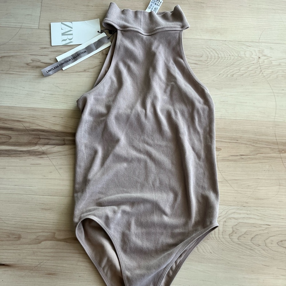 Zara Nude Mock Neck Bodysuit NWT